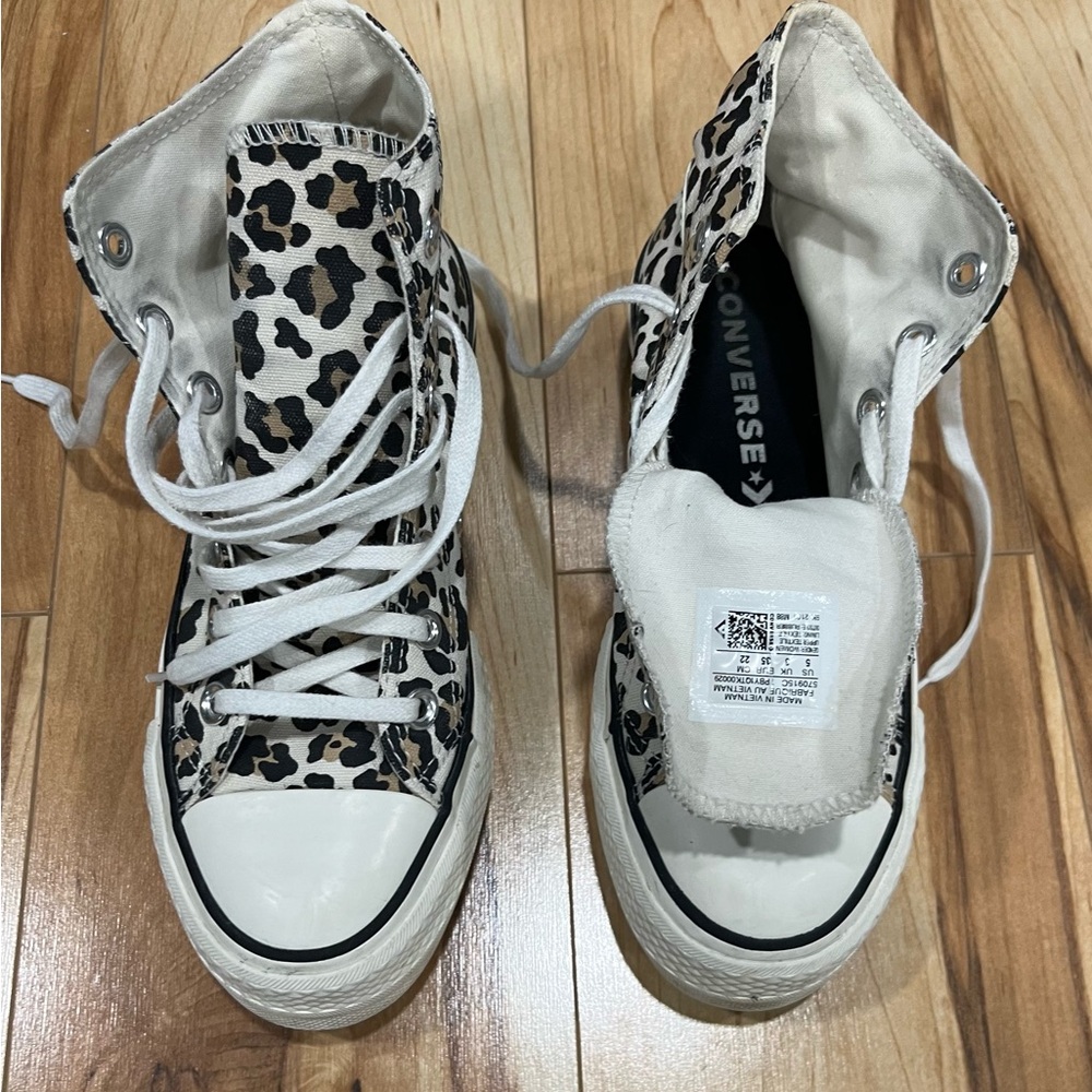 Converse Women's Leopard Print Sneakers - Black and Cream